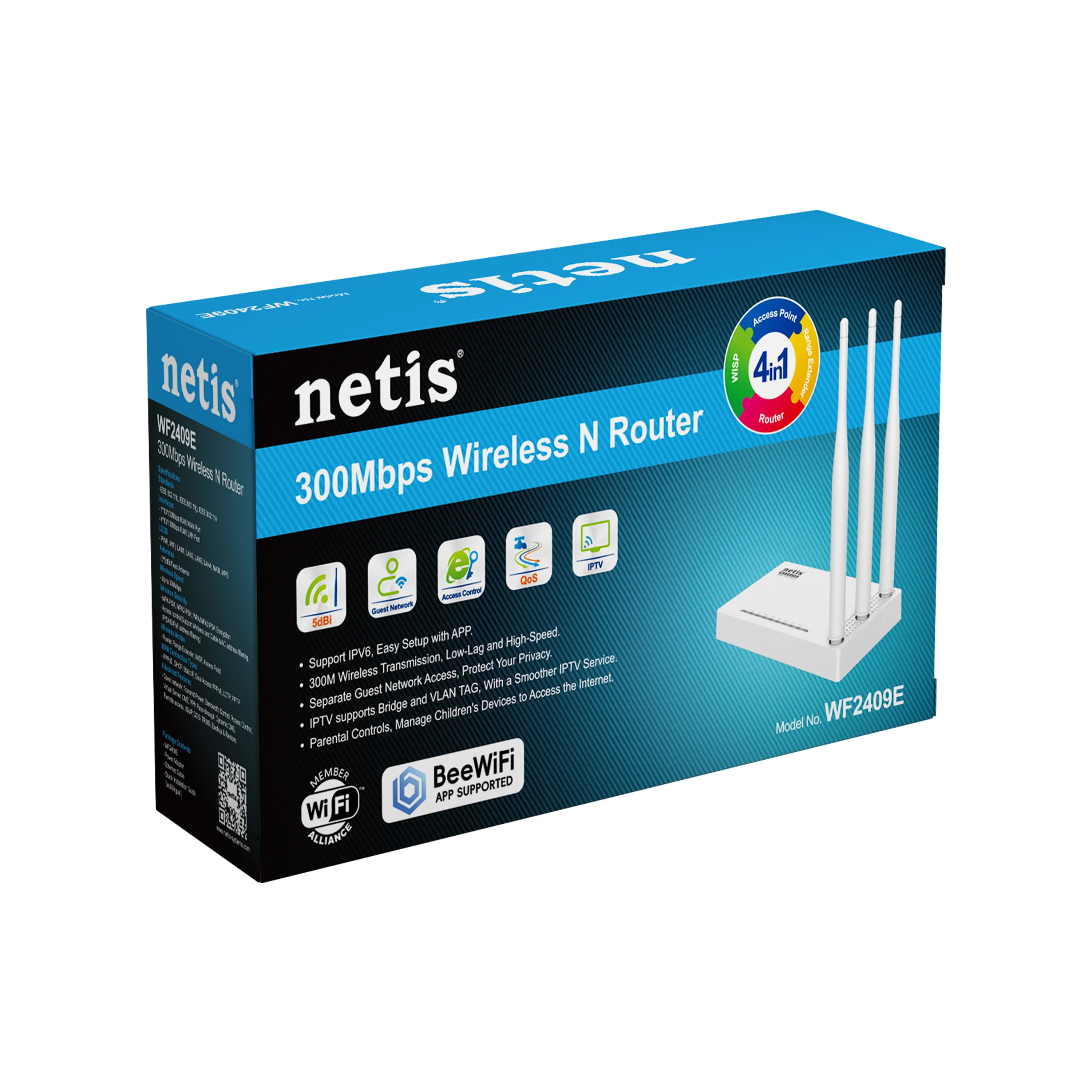 Netis WF2409E – 300Mbps Wireless N Router | Long-Range Wi-Fi, Multi-Mode, High-Gain Antennas
